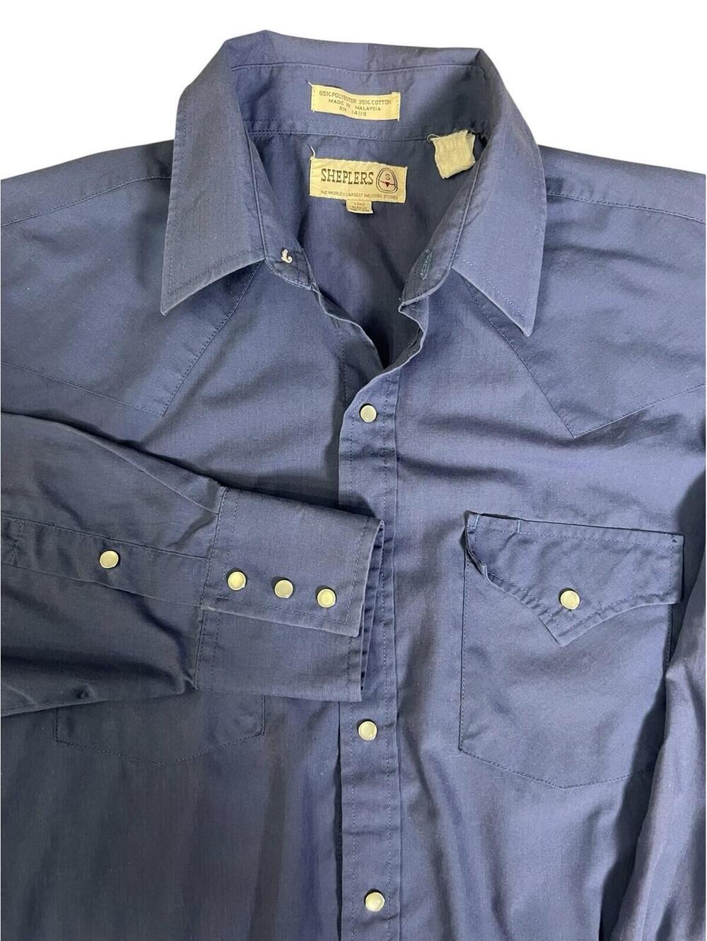Vintage Sheplers Blue Pearl Snap Western Shirt